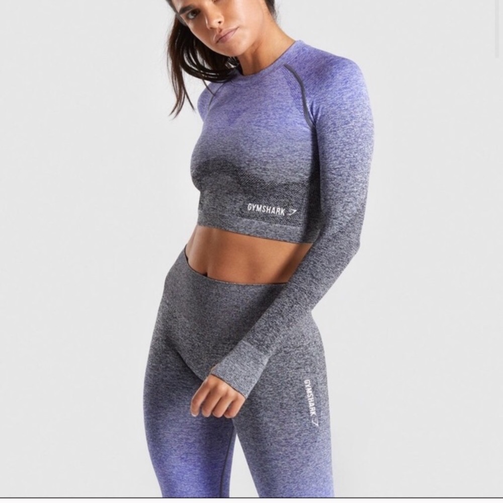 GYMSHARK OMBRÉ INDIGO/ BLACK LONG SLEEVE TOP